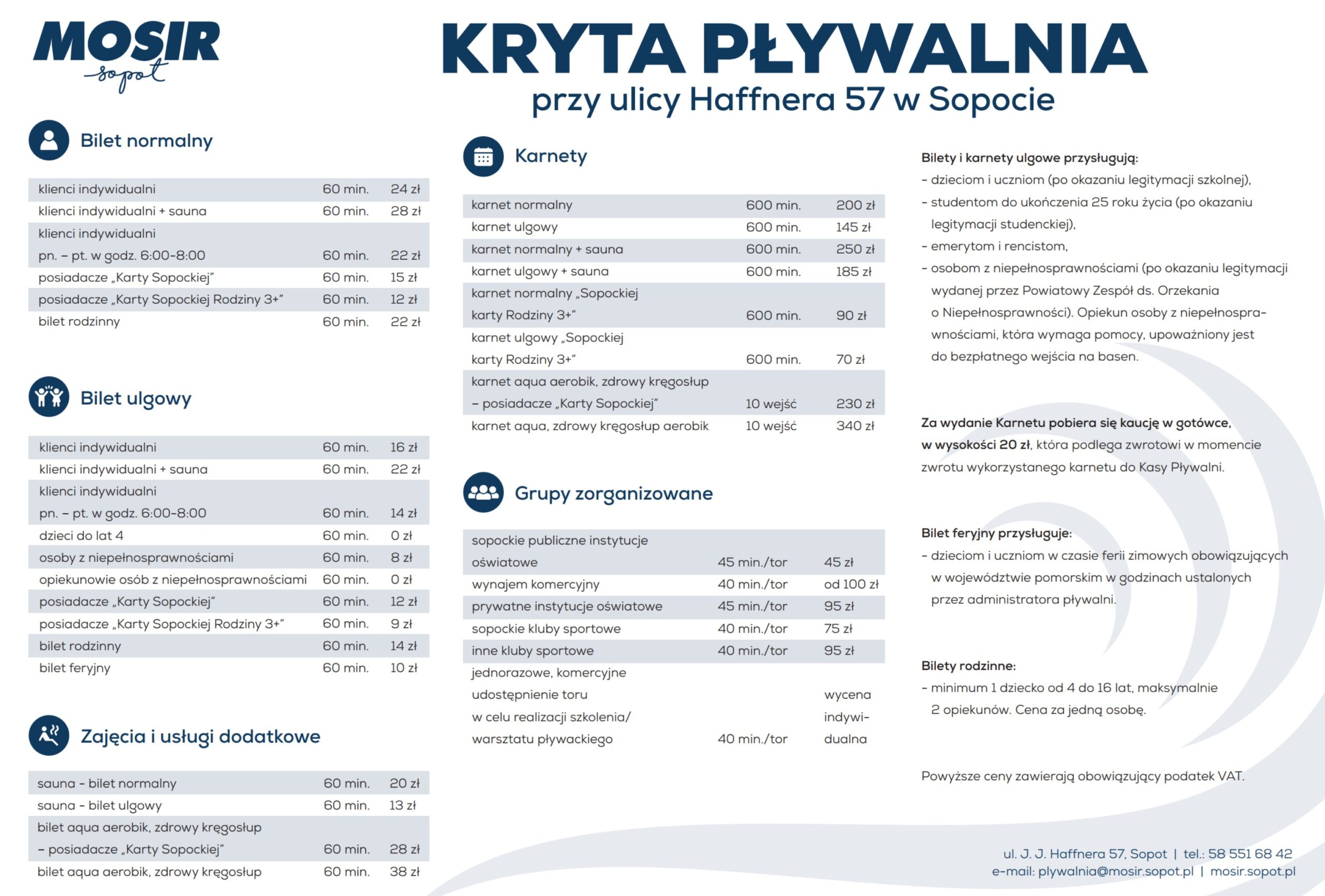 cennik pływalni MOSiR Sopot